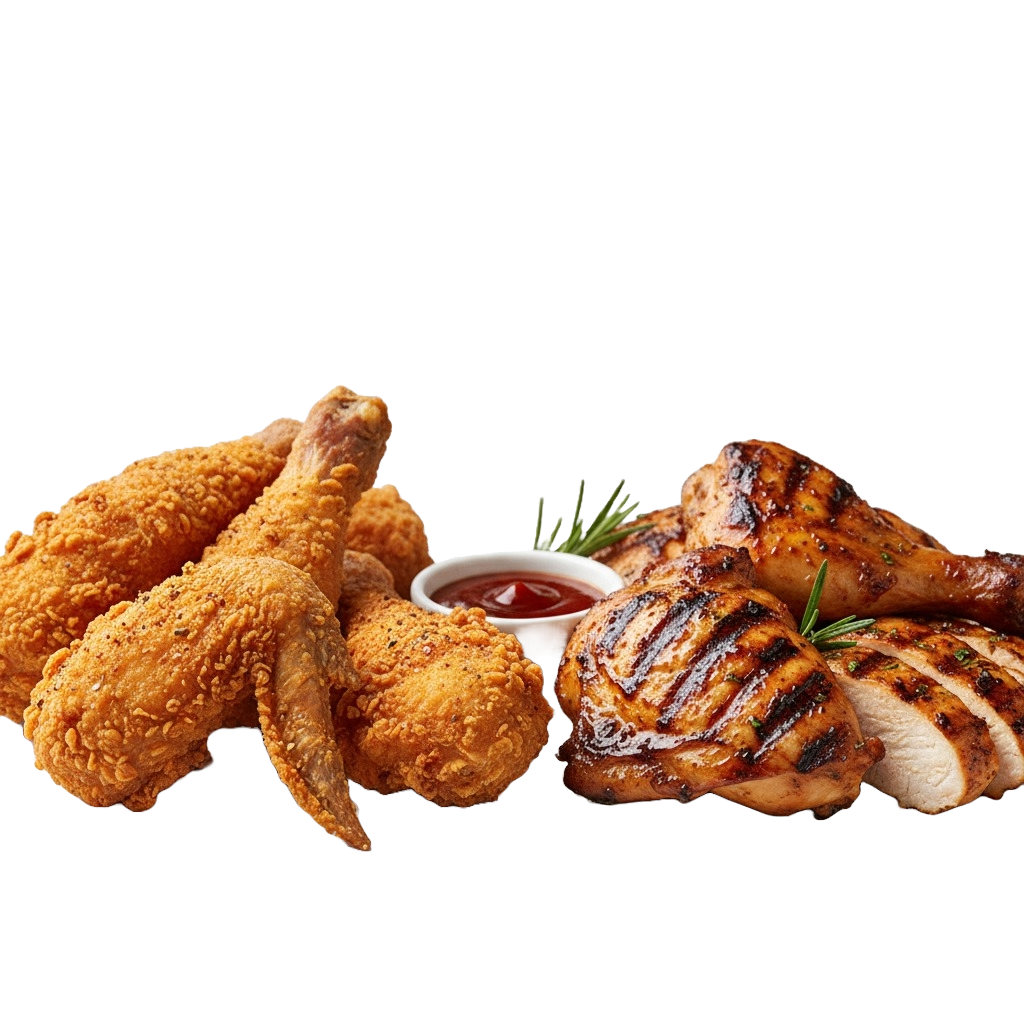 fried and grilled chicken
